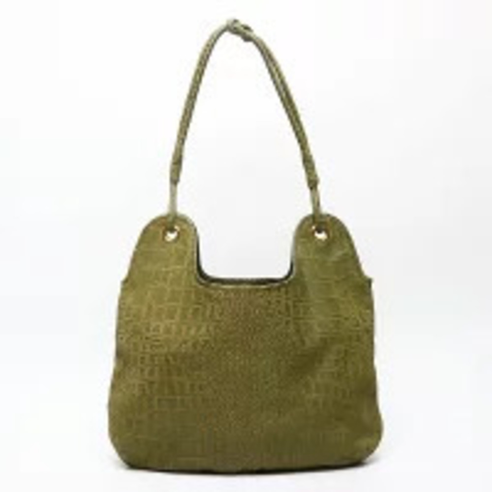 Bottega Veneta Crocodile Embossed Shoulder Bag Green